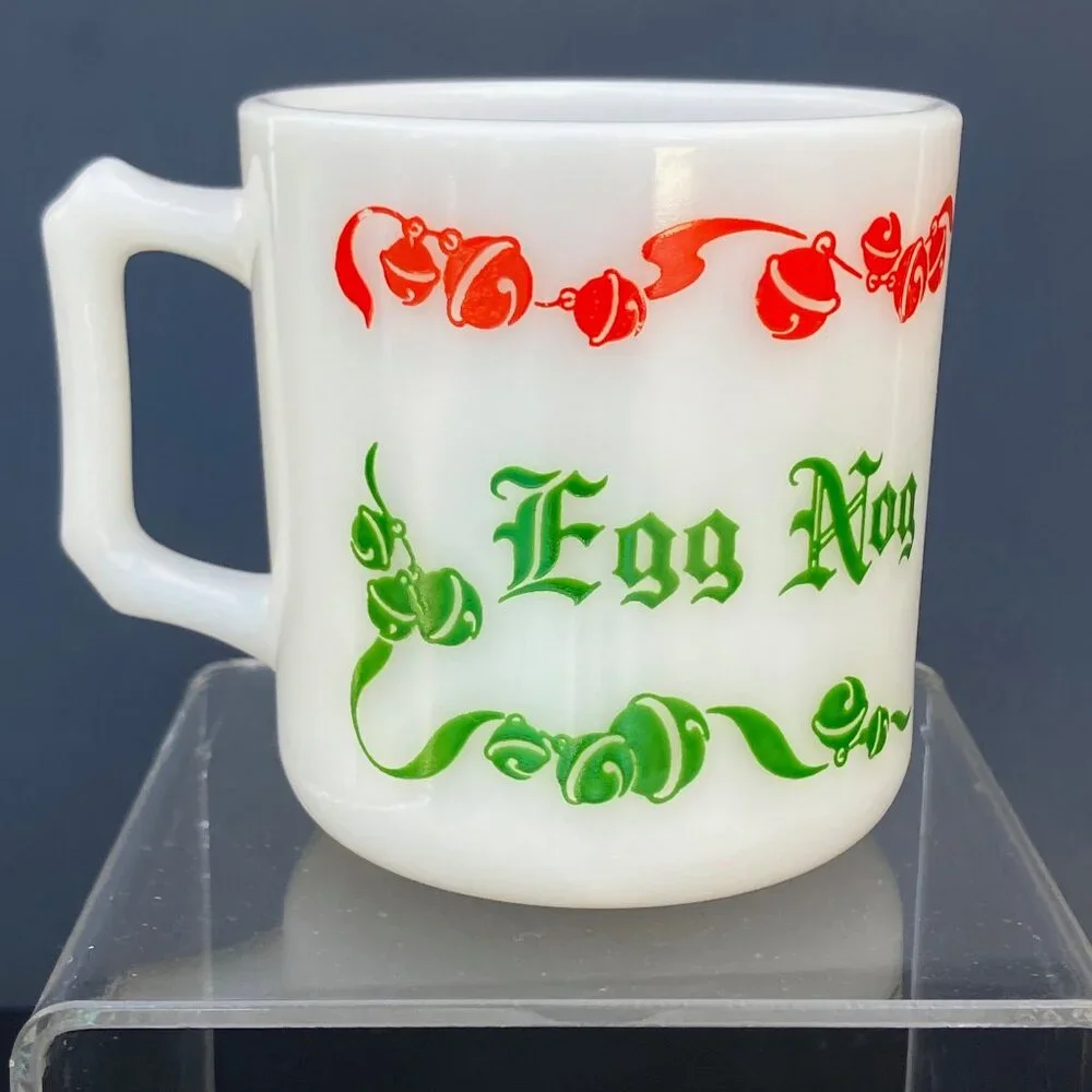 Hazel Atlas Tom and Jerry Egg Nog Jingle Bell Mugs - Set of 3 - Picture 2 of 9